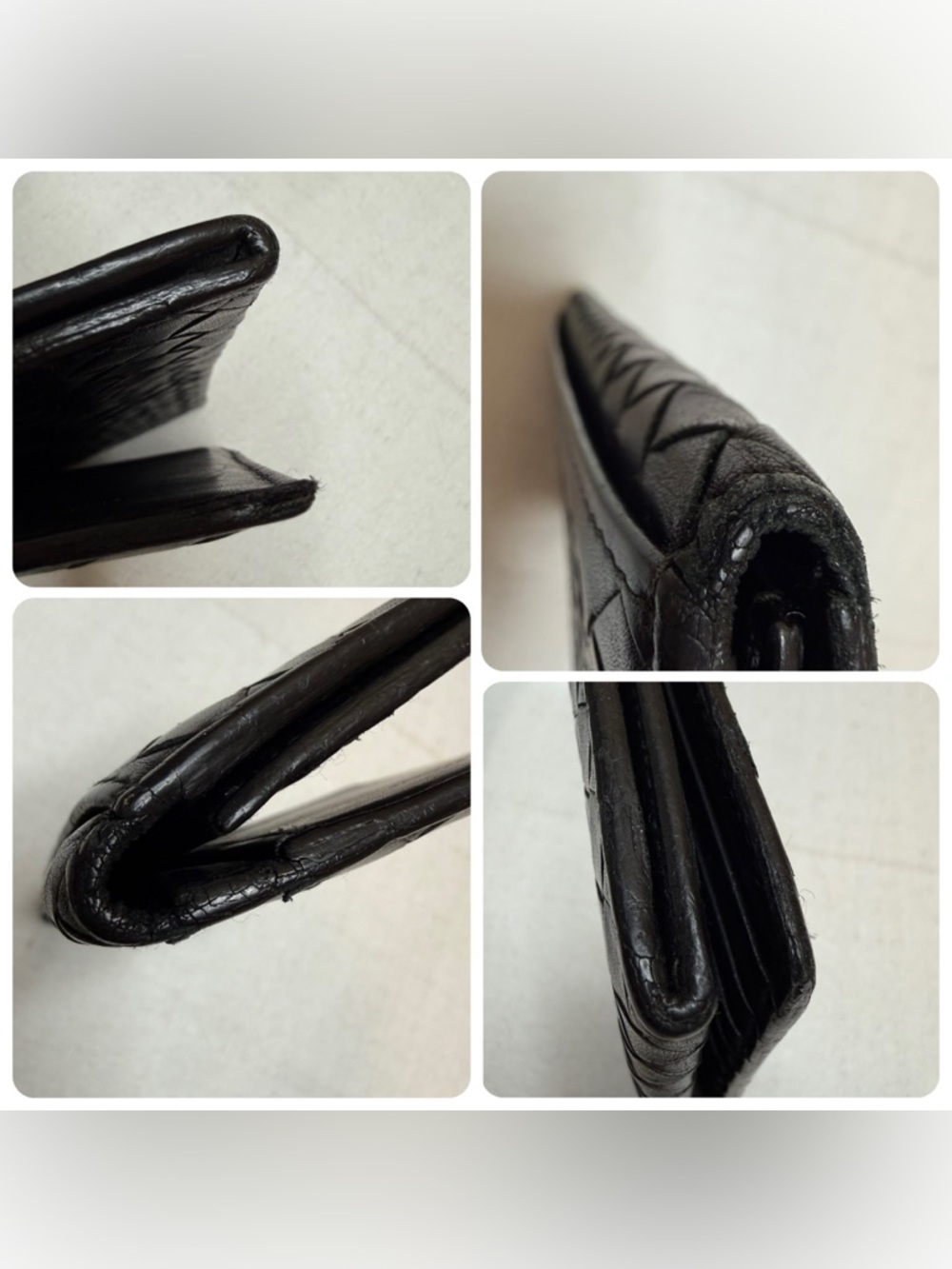 Bottega Veneta Black Intrecciato Leather Long Wallet Bi-Fold Made in Italy - Picture 10 of 14